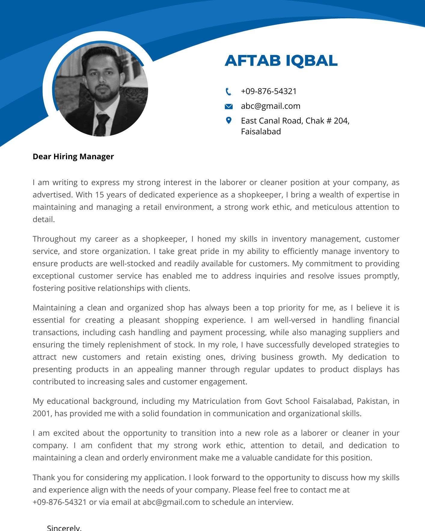 Cover Letter Sample 2